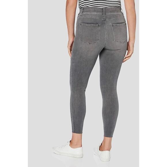 SPANX Women's Gray Distressed Denim Skinny Jeans with Unfinished Hem, Size M - Picture 6 of 10